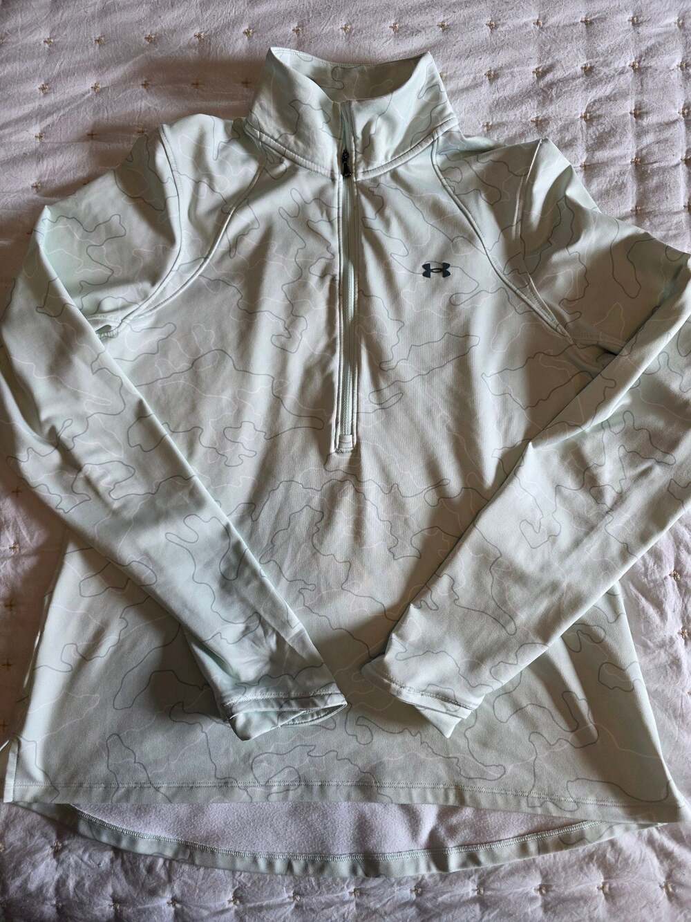 Under Armour ColdGear Fitted 1/2 Zip Pullover Long Sleeve Athletic Shirt, Mint G